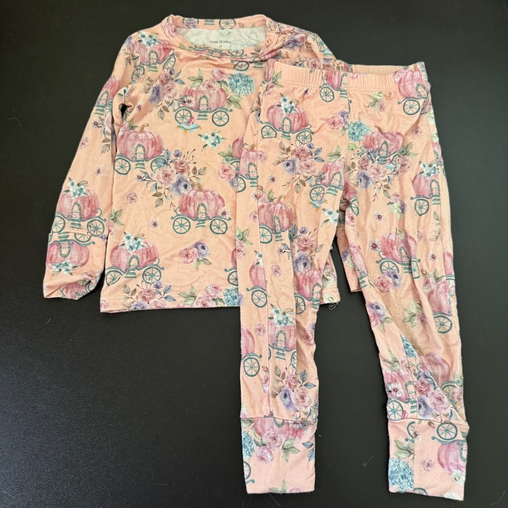 Posh Peanut pumpkin carriage Pajama Set with Vintage Charm 2t